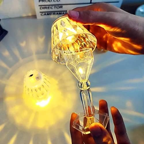 מנורת שולחן אלחוטית Mapperz, מנורות פלסטיק זכוכית לבנה גבישית ניידת עם נורת זהב לקריאת שולחן, חדר שינה,