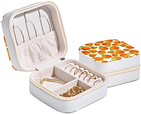 Rodailycay תצוגה ניידת קופסת אחסון תכשיטים, תיבת מארז תכשיטים תפוזים חלקה של עגילי שרשרת צמיד צמיד