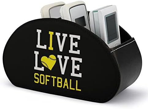 Live Love Softball עור PU שולטים מרחוק מחזיק שולחנות שולחן עבודה תיבת מארגן אחסון עם 5 תאים
