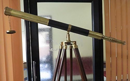 טלסקופ וינטג 'פליז עור 38 עם אוסף ימי חצובה