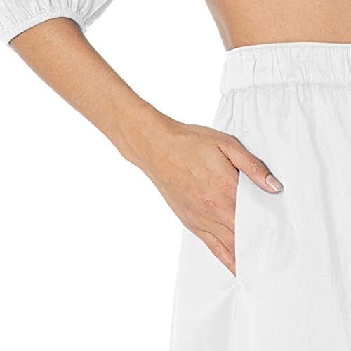 חצאיות MIDI קפלים זורמים לנשים חצאיות בוהו קיץ מזדמן עם כיסים חצאית חוף מוצקה חצאית מותניים גבוהה חצאית