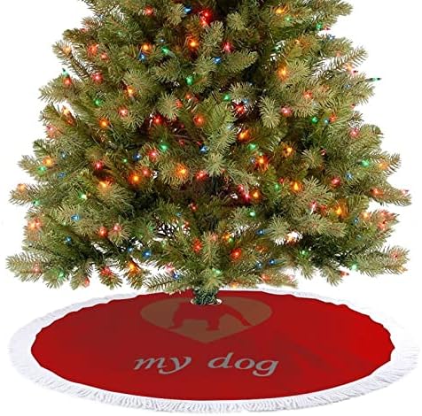 אני אוהב את חצאית עץ חג המולד של הכלב שלי לקישוטים למסיבות חג עם תחרה ציצית
