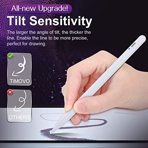 TIMOVO TILT רגישות חרט עט לאייפד 10/9/8/7/דור 6, 2022 iPad Pro 12.9/11, iPad Air 5/4/3, מיני 6/5, כתיבה
