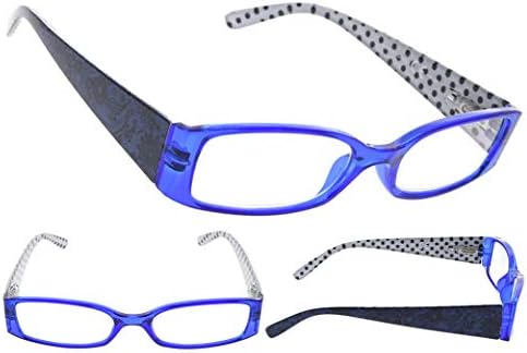 Eyekepper 5 זוגות נקודות פולקה עיצוב דפוס משקפי קריאה לנשים שקוראים משקפי שמש של קוראים