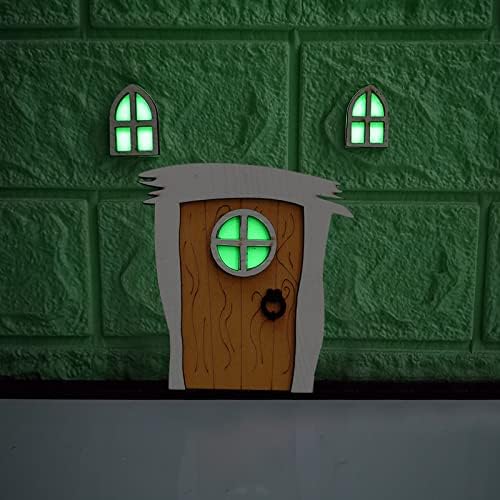 בית NSQFKALL בית מיניאטורי בית חלונות ודלת דלת מיני קישוט עץ חלון לעץ עץ חצר עיצוב הבית מיני קישוטים
