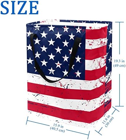 כביסת עם ידית, גראנג ' אמריקאי דגל רטרו ארהב מתקפל גדול כותנה אחסון סל עבור בגדים
