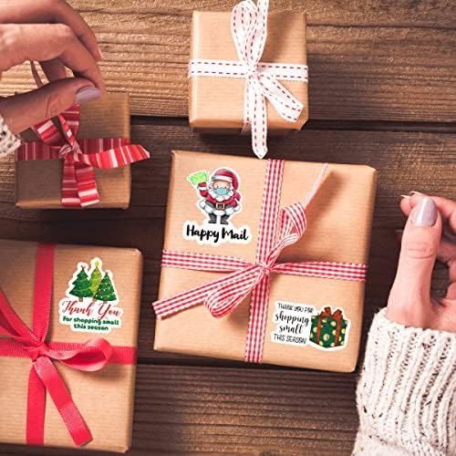 200 יחידות סנטה קלאוס דואר שמח מדבקות, חמוד קטן עסקים מעטפות מדבקות עבור עסקים חבילות / מוצרים בעבודת