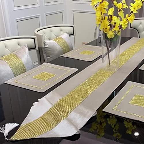רץ לשולחן ריינסטון זהב סן טונגוס, רצי שולחן פאייטים בגודל 72 אינץ 'לעיצוב שידה בחדר האוכל, 13 על 98