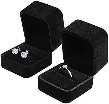 Zhanmai 12 חלקים טבעת קטיפה עגיל עגיל קופסאות מתנה תכשיטים קופסאות מתנה לחתונה, אירוסין, יום הולדת ויום