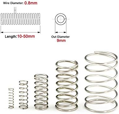 החלף קפיץ קפיץ קפיצי קפיץ 304 נירוסטה מפלדת אל חלד ללא קורוזיבי חוט קפיץ DIA 0.8 ממ DIA חיצוני 9 ממ