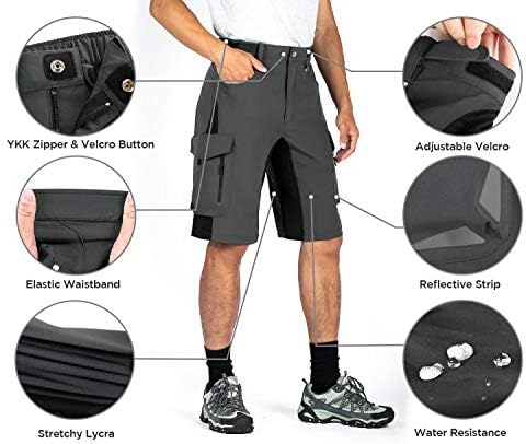 XKTTAC חיצוני חיצוני מהיר ויבש קלים משקל קלים מכנסיים קצרים לטיולים, טקטי, קמפינג, נסיעות עם 6 כיסים