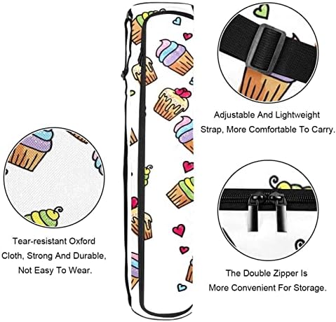 תיק מזרן יוגה ראטגדן, קאפקייקס חמוד תרגיל מנשא מזרן יוגה עם רוכסן מלא תיק נשיאה עם רצועה מתכווננת לנשים