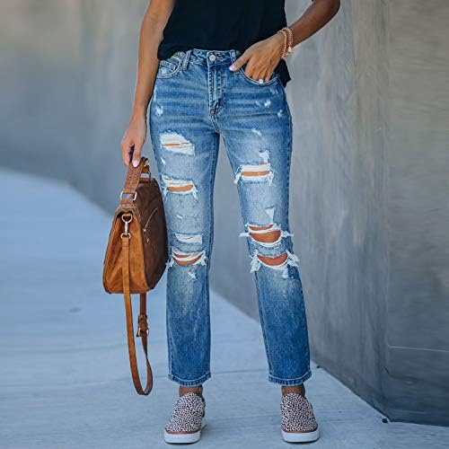 Lariau Stret Jeans לנשים חורים שבורים הרם ישר Y2K מכנסי מכנסי מכנסי ג'ינס רזים