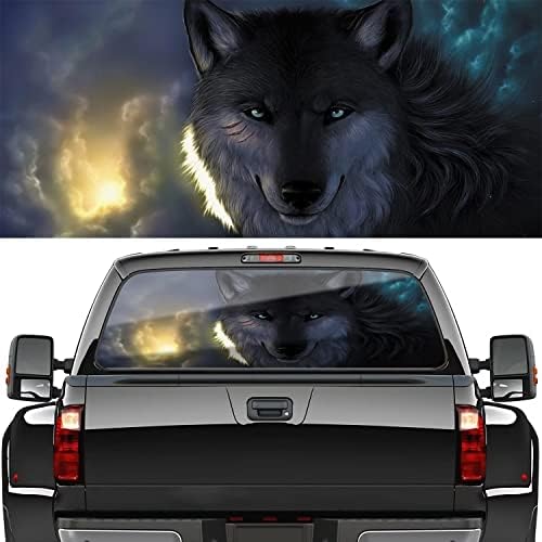 מדבקות חלונות אחוריים לרכב, כיסוי מדבקות מחורר במכונית אחורית של זאב, זאב, מדבקות חלון גב משאיות, סרט