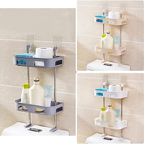עיצוב קיר באמבטיה, שכבות כפולות לשירותים מדף אמבטיה מדף קיר קיר מקלחת רכוב מדף סבון שמפו מגבות רקמות
