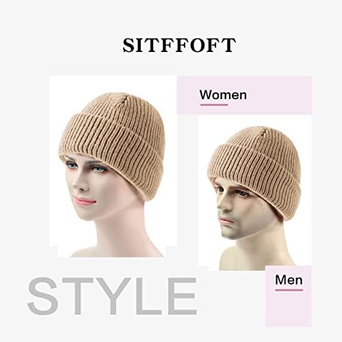 כובעי כפה של Sitffoft לגברים נשים חורף חורף רך וחם גולגולת גולגולת סרוגת דייגים כובע סקי כובע יוניסקס