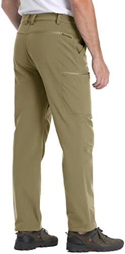 מכנסי טיול של Magcomsen לגברים צמר צמר חורף שלג שלג עמיד למים מכנסיים רכה מכנסי עבודה חיצוניים עם 5