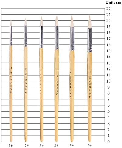 6 יחידות מברשות שיער צמר סט נקודה עגולה עט עץ לצבעי מים גואש אקרילי ציור אמנות ציוד אמנות