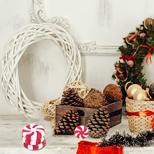 עיצוב קנדי ​​קנדי ​​קנדי ​​50 יחידות חג המולד קנדי ​​מערבולת מערבולת זרע זרע אדום ולבן ממתקים עץ פלסטיק