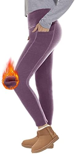 Lalahook Fleece מרופד חותלות חורפיות עם כיסים לנשים, בקרת בטן מותניים גבוהה מכנסי יוגה חמים תרמיים רכים