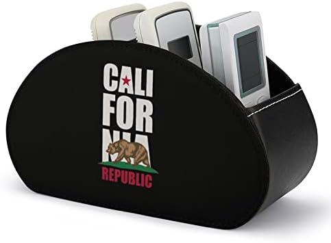 דגל של מחזיקי השלט הרחוק של טלוויזיה בקליפורניה מארגן שולחן עבודה של אחסון עור אופנה עם 5 תא עם 5 תא