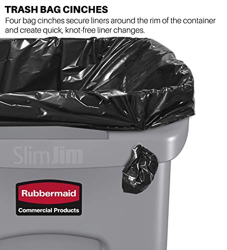מוצרים מסחריים של Rubbermaid Slim Jim פלסטיק אשפה מלבנית/זבל פחיות ומוצרים מסחריים 28qt/7 מיכל זבל פסולת