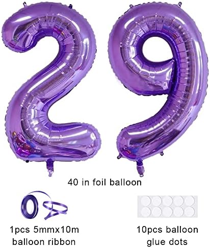Xihuimay מספר 29 בלונים 40 אינץ 'בלון דיגיטלי אלפבית 29 בלוני יום הולדת ספרה 29 בלוני הליום בלונים גדולים