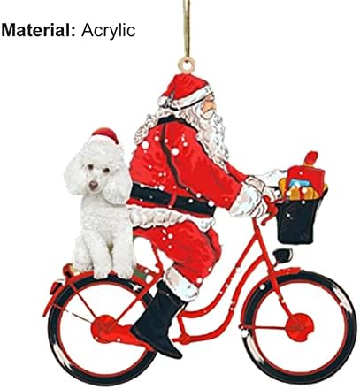 Hevirgo Santa Dicking מעצבת קישוטים לחג המולד, סנטה על אופניים, צלמיות אספנות, סנטה וכלב על אופניים,