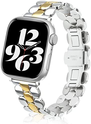 Tisimo תואם לפס שעון Apple 41 ממ 40 ממ 38 ממ 45 ממ 44 ממ 42 ממ נשים, רצועת Iwatch Metal נירוסטה חמודה