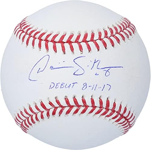 דומיניק סמית 'ניו יורק מטס חתימה בייסבול עם כתובת הופעת בכורה 8-11-17-כדורי בייסבול חתימה