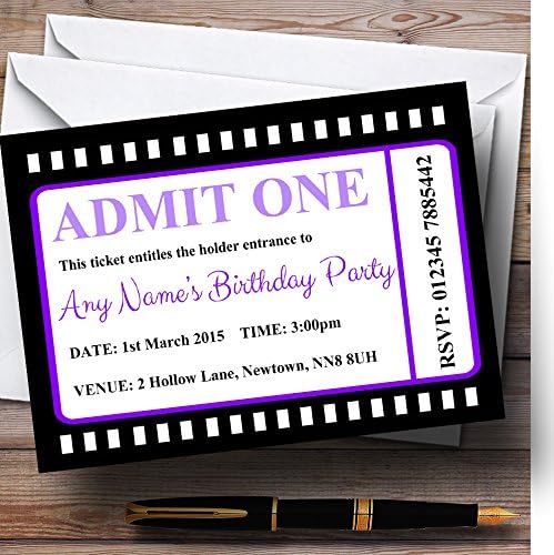 כרטיסי סרט סגול הזמנות למסיבת יום הולדת בהתאמה אישית