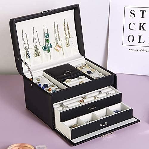 WQLYKJEWELRY תיבת עור קופסת תכשיטים 3 שכבות עגילי תכשיטים תכשיטים תכשיטים תצוגת תכשיטים תכשיטים ניידים