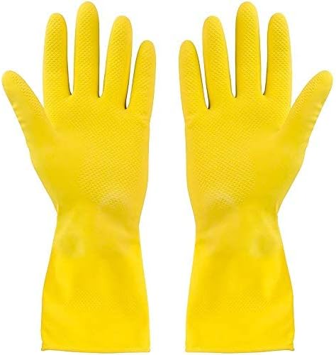 SteadMax 3 זוגות כפפות צלחת ניקוי צהוב, כפפות לטקס גומי טבעיות מקצועיות, כפפות שטיפת כלים למטבח