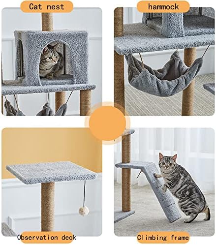 חתול עץ מגדל, חתול טיפוס מסגרת, 49 אינץ גבוהה מתאים לחתולים מקורה, רב-רמת חתול דירות עם ערסלים חתלתול