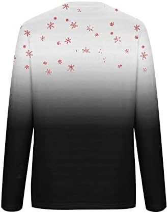 עניבת חג המולד צמרת צבע לנשים חולצות חולצות פתית שלג חג המולד אייל הדפס חולצות צוואר צוואר