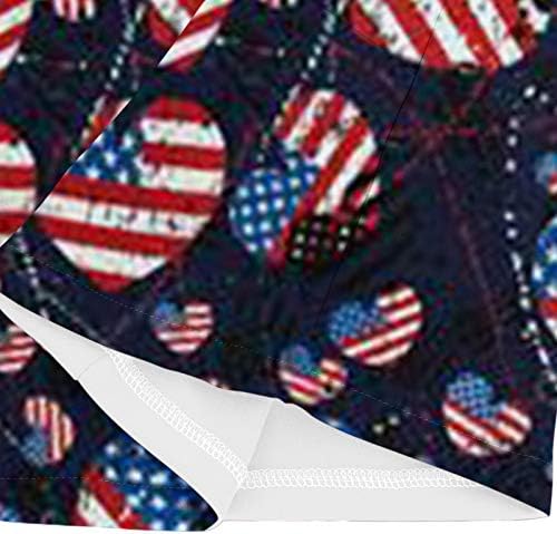 חולצות 4 ביולי לנשים דגל אמריקאי שרוול קצר שרוול נ 'צוואר צוואר עם 2 כיסים חולצה עליונה לבגדי עבודה