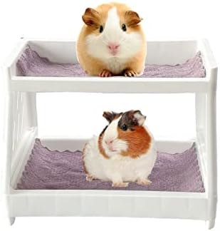 מיטת קומותיים חזיר גינאה עם 2 מחצלות מצעי חיות קטנים צעצוע אוגר מחבוא פינת כלוב אביזרים לגינאה חזיר