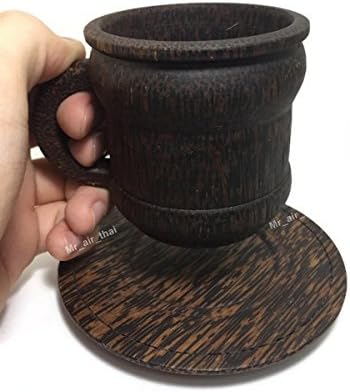1 מחשב כוס קפה מעץ כוס בעבודת יד עם ידית לקפה, תה, בירה