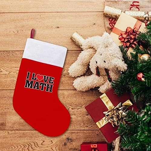 אני אוהב גרבי חג המולד של לב מתמטיקה אדום קטיפה עם שקית ממתקים לבנה קישוטי חג המולד ואביזר מסיבות משפחתיות
