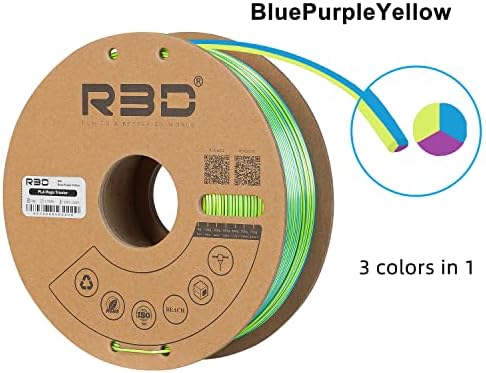 R3D PLA נימה תלת מימד מדפסת תלת מימד נימה תלת-צבעית משותפת, משי מבריק 1.75 ממ טהור, שדרוג 1 קג,
