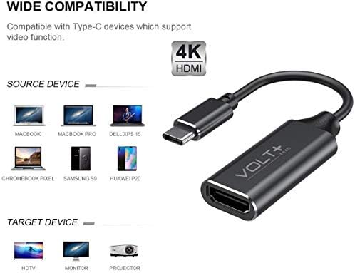 עבודות מאת Volt Plus Tech HDMI 4K USB-C ערכת תואם ל- LG 17U70N-R.AAS7U1 מתאם מקצועי עם פלט דיגיטלי מלא