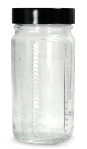 QORPAK GLC-01552 ברורה זכוכית ברורה בקבוק בינוני עגול עם 58-400 עיסת פנולית שחורה/כובע מרופד ויניל,