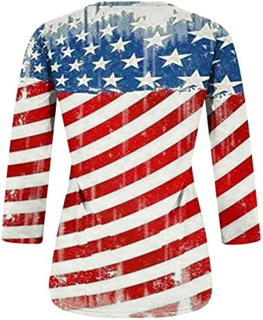 Comigeewa נערות נוער 3/4 חולצות שרוול אמריקאי דגל אמריקאי גרפי חולצות טוניקה דקיקות חולצות טי יותר חולצות
