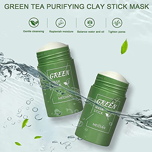 פנשיין 2 חבילה ירוק תה טיהור חימר מקל מסכה, ירוק תה ניקוי מסכת חטט מסיר, פנים לחות שמן שליטה עמוק נקי