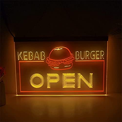 DVTEL Kebab Burger Shop שלט ניאון, אורות לילה של מזון מהיר בהתאמה אישית אורות ניאון אקריליים, שלט זוהר