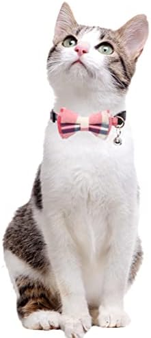 4 מארז/סט חתול צווארון הבדלני עם חמוד עניבת פרפר פעמון משובץ עבור קיטי מתכוונן בטיחות