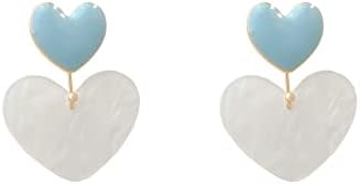 בציר לבן לב זרוק עגילי פאנקי הצהרת אלגנטי מתוק תינוק כחול לב פשוט אישיות מתנות אביזרי עבור נשים בנות