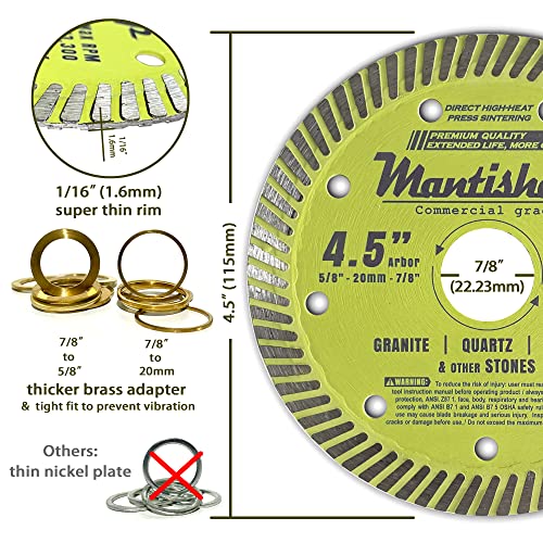 Mantisharp מטרה כללית טורבו שפה יהלום להב, 4-1/2 אינץ ', לטחנות זווית ומסורי אריחים, גרניט, קוורץ, שיש
