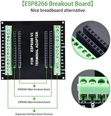 3-Pack 30 pin nodemcu v3 ESP8266 מועצת פיתוח ESP-12E, AIDEEPEN ESP8266 BORKOUT BOARDOUT GPIO 1 ל- 2