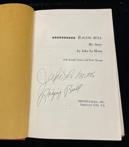 ג 'ייק לאמוטה חתם על ספר השור הזועף הסיפור שלי אוטומטי עם מגזיני אגרוף עם חתימה של הולוגרמה